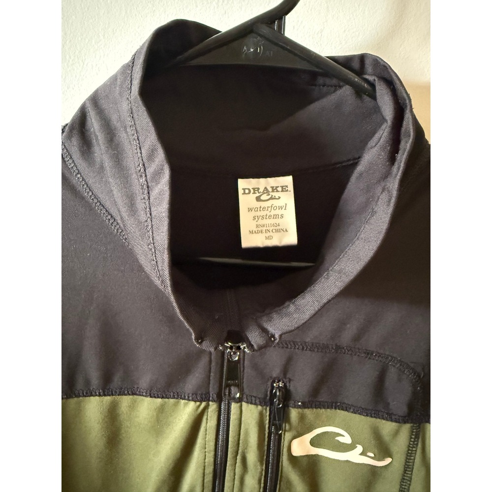 Drake Waterfowl Systems Mens Medium Quarter Zip Pullover Olive Green Black Logo
